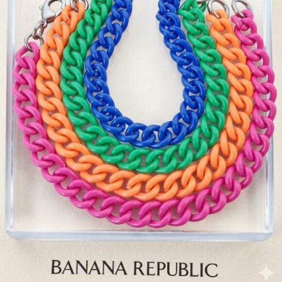 Banana Republic Jewelry - Banana Republic Rainbow Stackable Enamel Link Bracelet Set 4 NWT 39 EA